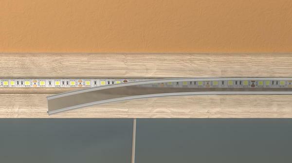 The skirting board under the LED strip must be made from such materials that heat well