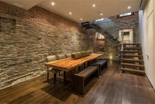 The most popular are the wooden staircases in the basement with a platform