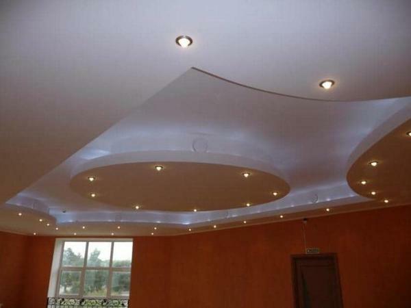 Using gypsum cardboard you can create an individual and unique design of the suspended ceiling