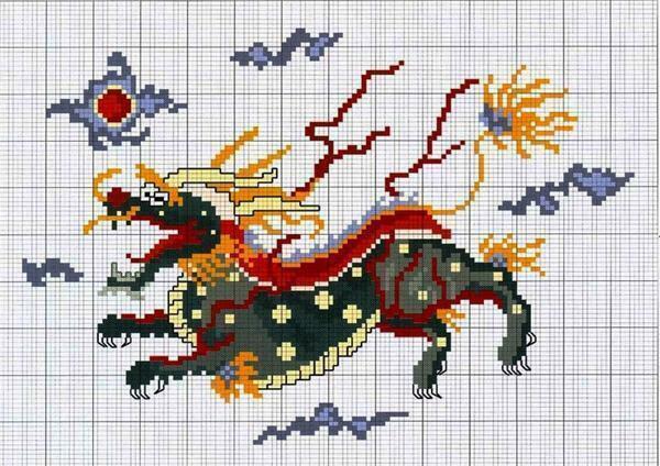 Skema untuk Dragons cross stitch: Palang free download
