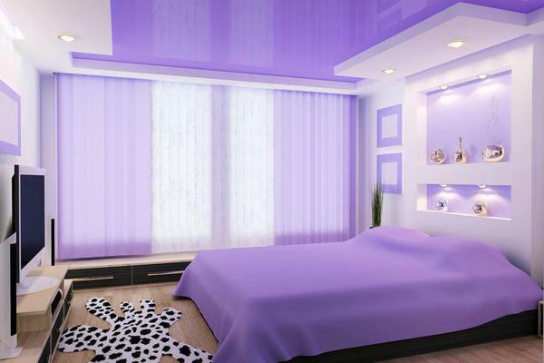Yatak odası - Bir oda, bu nedenle, tavan için yatıştırıcı renkleri kombine edilecek