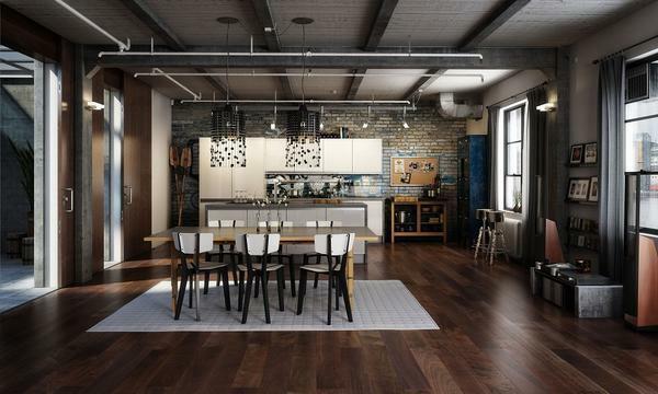 It should be noted that loft style is best suited for spacious rooms with high ceilings