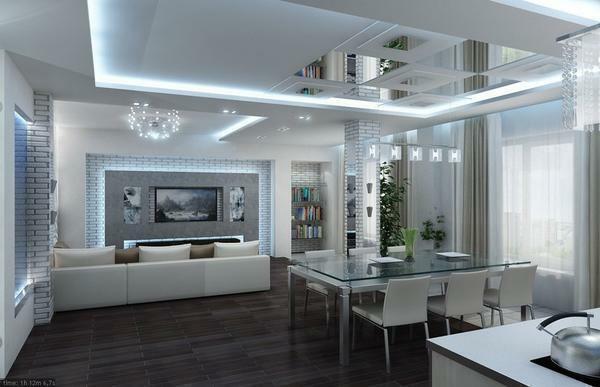 In the style of high-tech light is used to visually increase the space