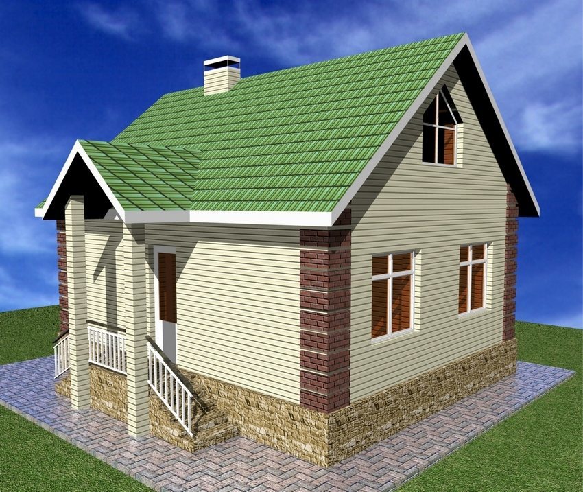 3D-desain rumah dua lantai dengan area kecil