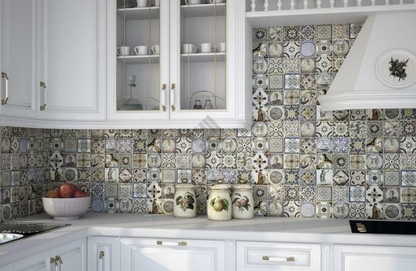 Patchwork in the kitchen interior looks fresh and unusual