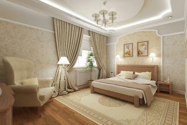 Dodaj svetlost v spalnico v klasičnem okolju, lahko uporabite neonske luči na stropu