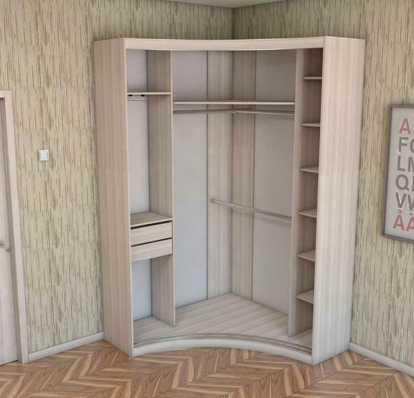 The corner cabinet inside has a number of compartments