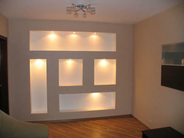 The advantage of the gypsum board niche is that it allows you to beautifully zonate the room