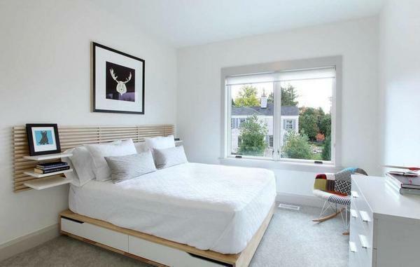 Making the bedroom in bright colors will make the room more spacious