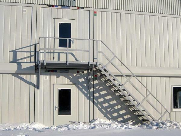 The width of the ladder depends on the maximum number of people who can be in the building at the same time