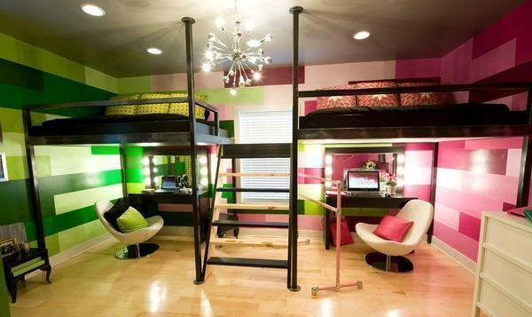 quartos das crianças para os meninos: fotos para adolescentes, o design de interiores das duas meninas, mobília do quarto, 2 juntos