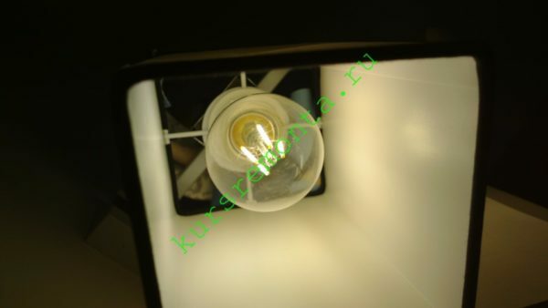 Dalam foto tersebut - filamen lampu LED (filamen).