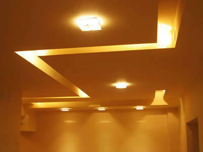False ceiling with embedded lights