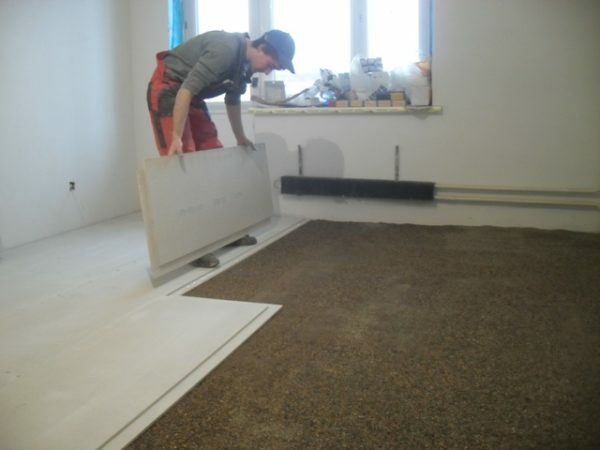 Laying GVL dry screed.