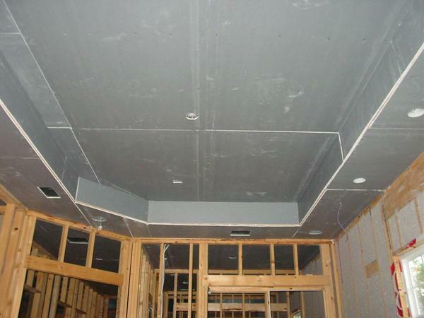 If, according to the project, the second level has a curved or broken contour, then the strip cut from the sheet is soaked in water, after which the drywall becomes supple and soft