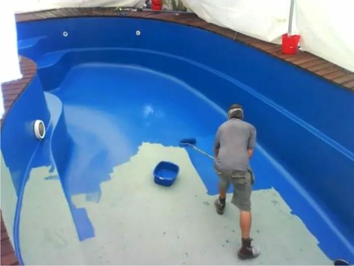 Rubber paint can be used even for the pool