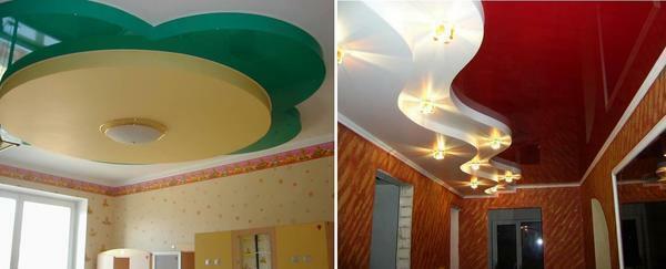 Three-level stretch ceiling looks creative, original and stylish