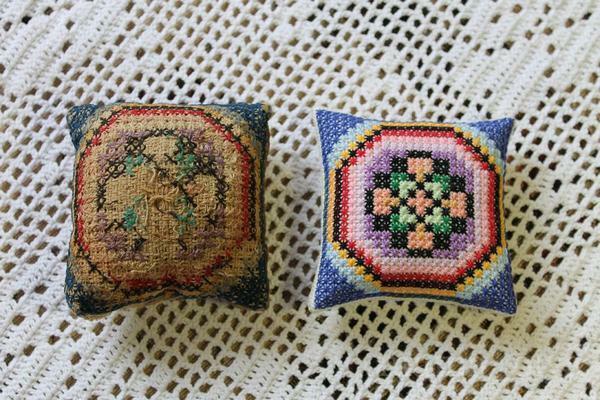 Many people use embroidering schemes with a simple cross-stitch and simply add more thread using Bulgarian technique