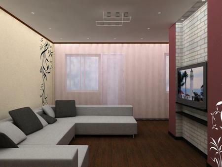 Stilingas dizainas gyvenamasis kambarys Chruščiovo padės sukurti jaukumu ir komfortu atmosferą
