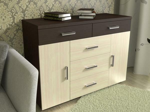 The chest of drawers, thanks to the color and style, will stand out against the background of the overall composition, attracting attention, and distracting from the element that would like to hide