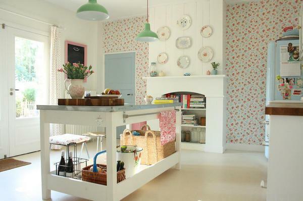Papel de parede no estilo de Provence para uma cozinha foto: clássico e país