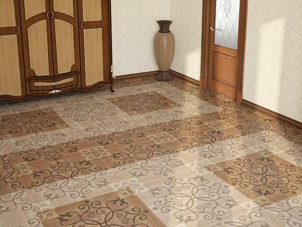 Cserép vagy kerámia lapka olcsó és népszerű anyag a padló a folyosón