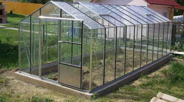 The appearance of the greenhouse with an aluminum frame makes it a natural decoration of landscape design
