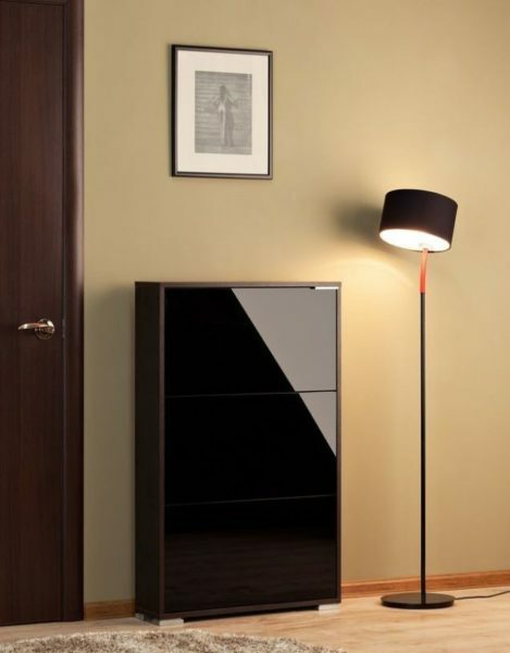 A narrow cabinet leaves a large part of the free entrance, which is very important for our small apartments