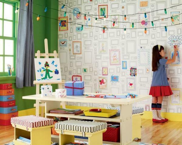 Tapety pre maľovanie, nové v detskej izbe, umožní dieťaťu rozvíjať svoj talent bez pocitu únavy a podráždenie