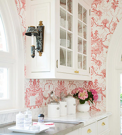 Pasting of walls with wallpaper design
