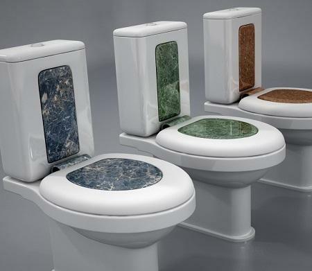 Há uma grande variedade de assentos sanitários, diferentes na forma, tamanho e material de