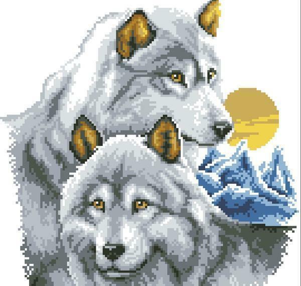 Схема вышивки "Белый волк" подходит для начинающих, поскольку не содержит сложных элементов 