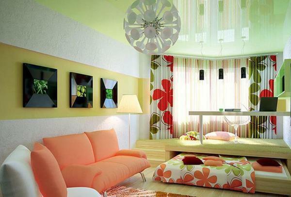 Úzky nábytok do obývacej izby je najlepší zóny alebo iné elementy dekoru