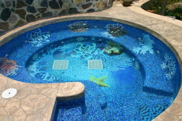 Mozaikos papuošti savo baseinas ir ji yra unikali.