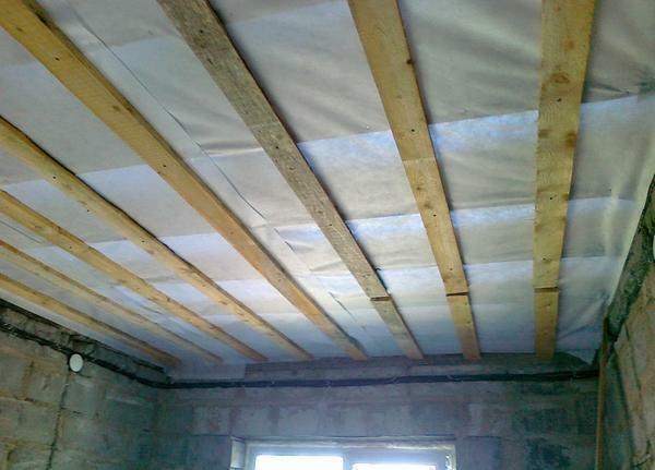 You can glue the plasterboard to the ceiling if the surface is made of larch. This material is durable and does not lend itself to deformation over time