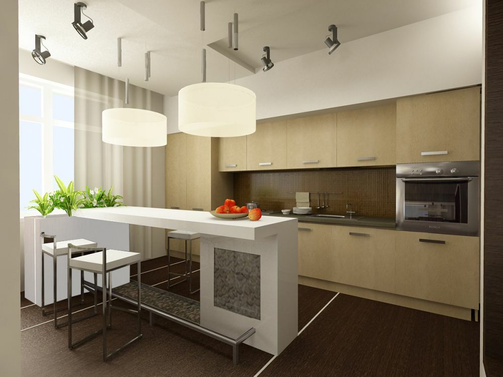 Mutfak: Modern tarzda tasarımında bambu duvar kağıdı