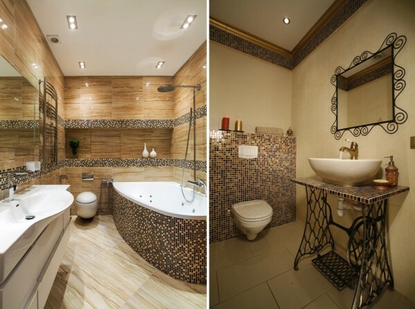 Mosaic finish countertops and bathtubs
