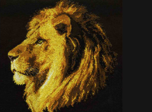 Cross-stitch embroidery of a lion's scheme: a lioness cross, a free family and rainbow monoschemas, download colors for the family