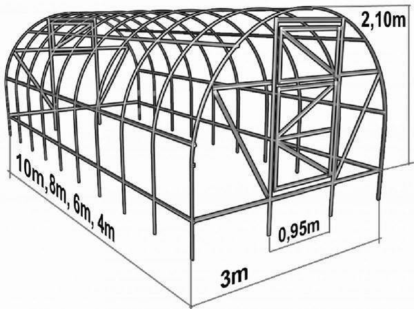 Before manufacturing an eco-greenhouse it is worthwhile to execute its drawing, indicating all dimensions