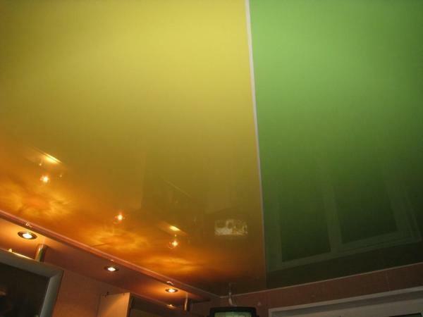Stretch ceilings are divided into two types: suture( ceilings made of PVC film) and seamless( ceilings made of polyester)