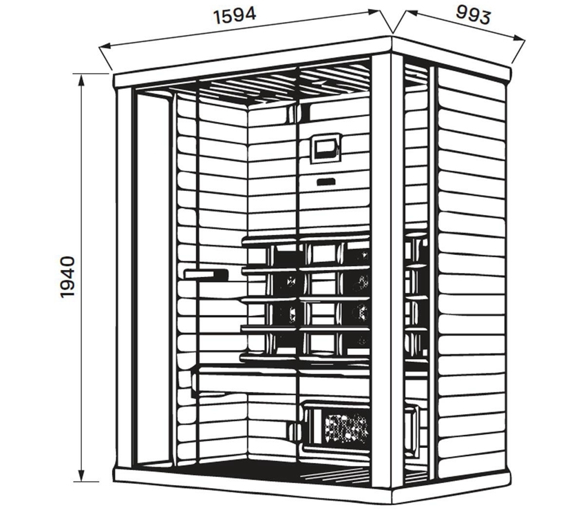 Dimensi pemasangan kabin inframerah kompak