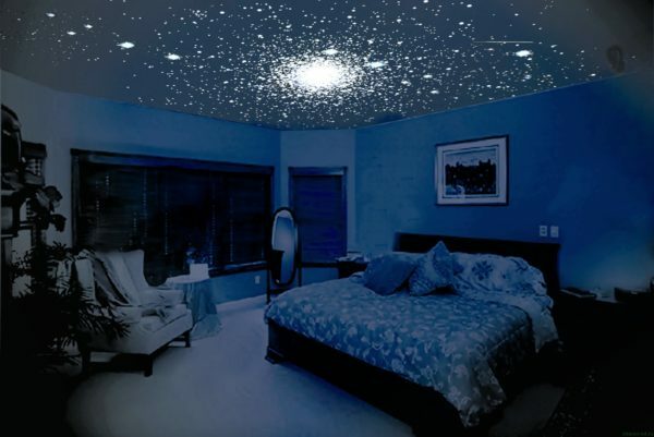 Satin ceiling coating allows you to create the effect of a starry sky