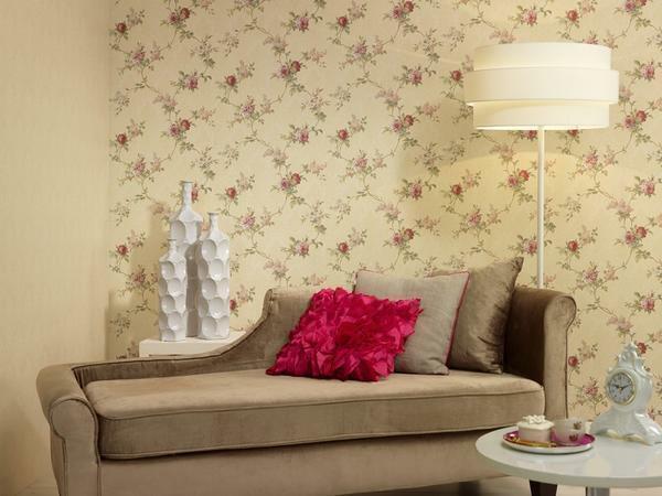 Thanks to the wallpaper in the small flower, you can visually increase the space of the room
