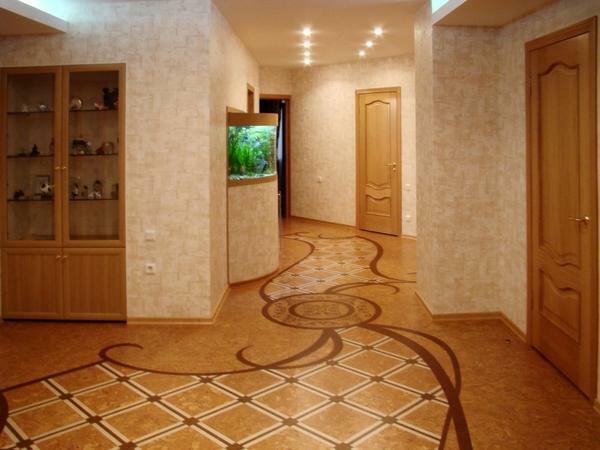 Untuk memilih lantai di ruang tamu, desainer menawarkan beberapa pilihan
