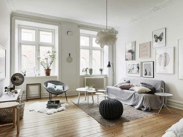Das Hauptmerkmal des skandinavischen Stils ist der Einsatz von Weiß in der Innenarchitektur