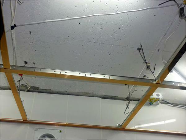 Support racks can be connected together and used to install the ceiling in large rooms