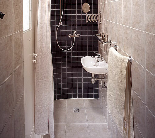 Interior of a bathroom with shower