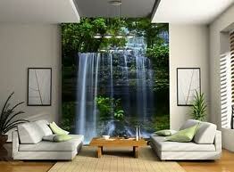 Mural with the image of a waterfall