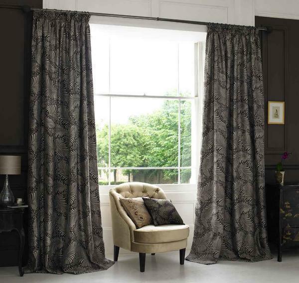 If the room is large, then for him you can choose the curtains of a modern dark color