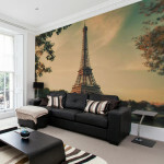 Nástenná maľba v interiéri obývacej izby